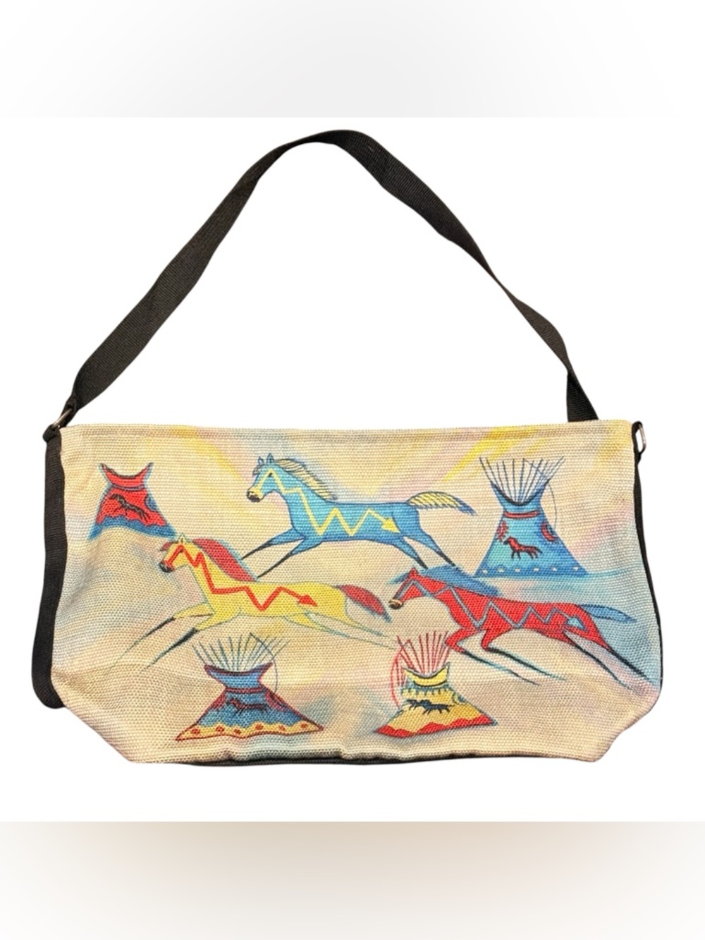El Paso Saddle Blanket Co. Women's Purse Horses, VGC Pre-owned Equestrian Tote
